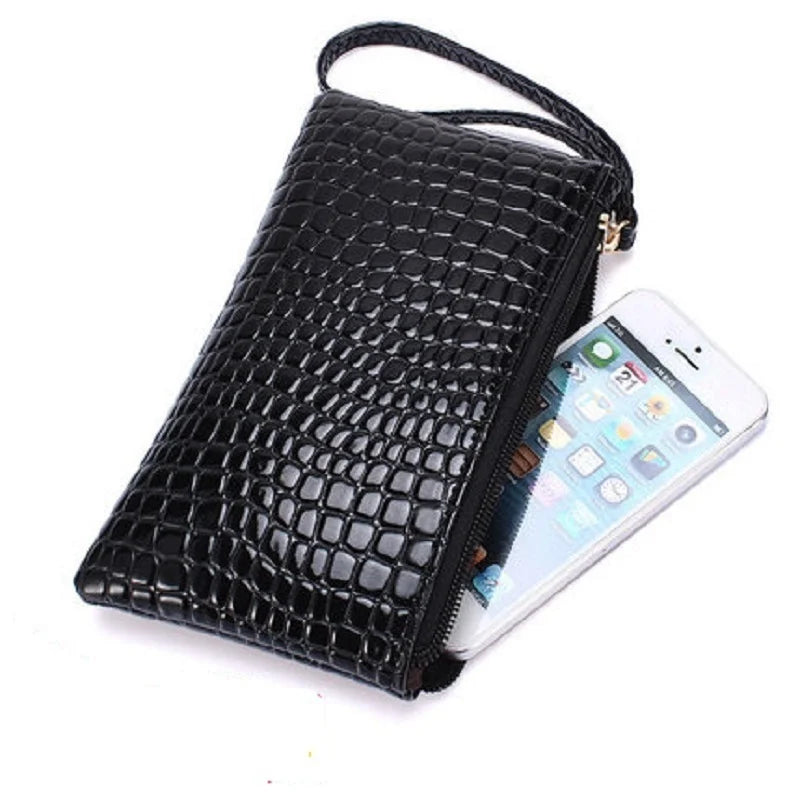 Women's Crocodile Grain PU Zip Coin Purse – Korean Style