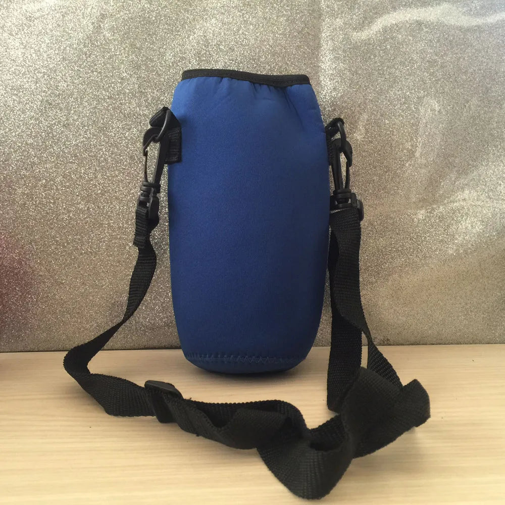 Insulated Neoprene Water Bottle Carrier Bag & Shoulder Strap
