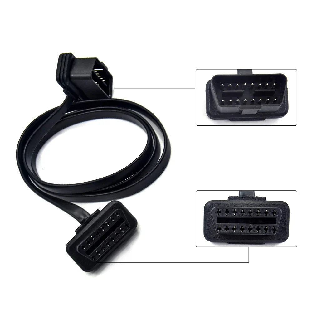 OBD2 16-Pin Flat Extension Cable 30/60/100CM Male to Female