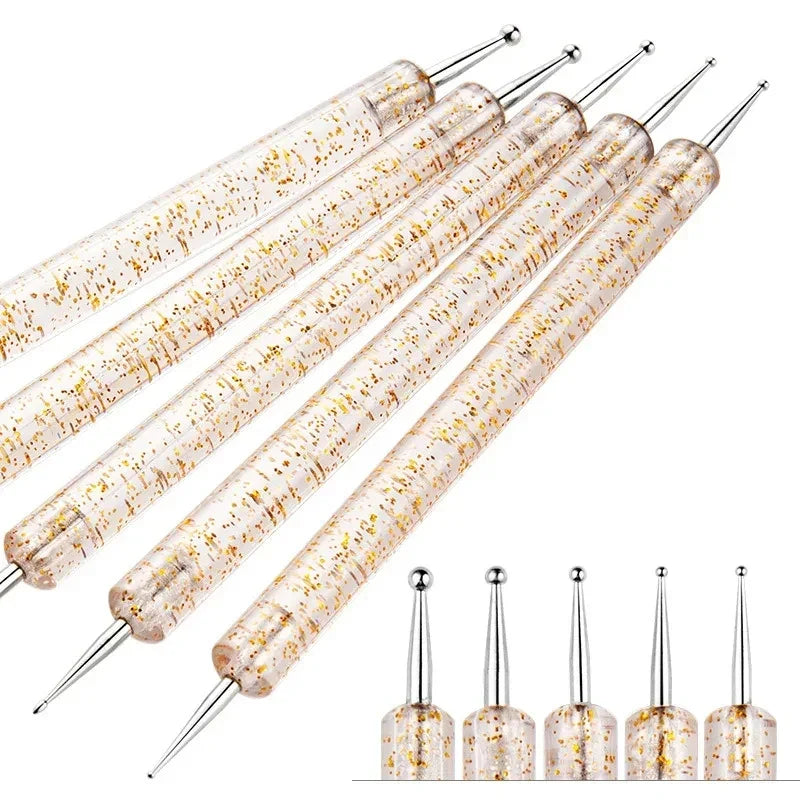 Nail Art Dot Pen & Brush Set | Blue Handle Manicure Tool
