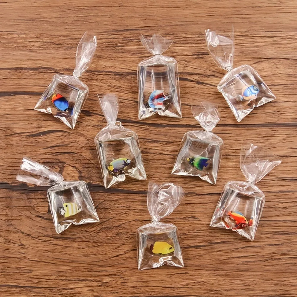 5-Pack Resin Goldfish Water Bag Charms for DIY Jewelry & Keychains