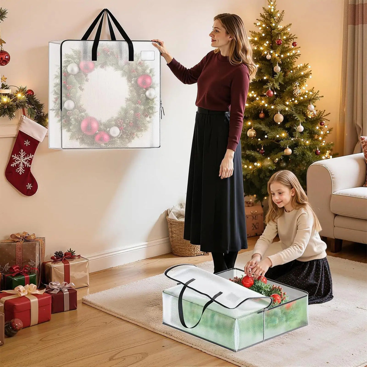 5-Pack Clear Christmas Wreath Storage Bags | Garland Organizer
