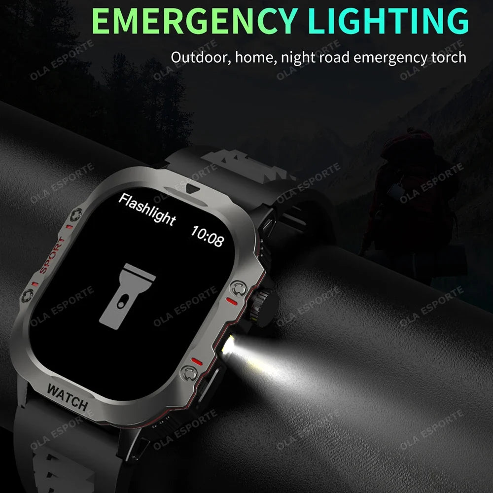Rugged Military Smart Watch Flashlight Sport Men Women Inifnite