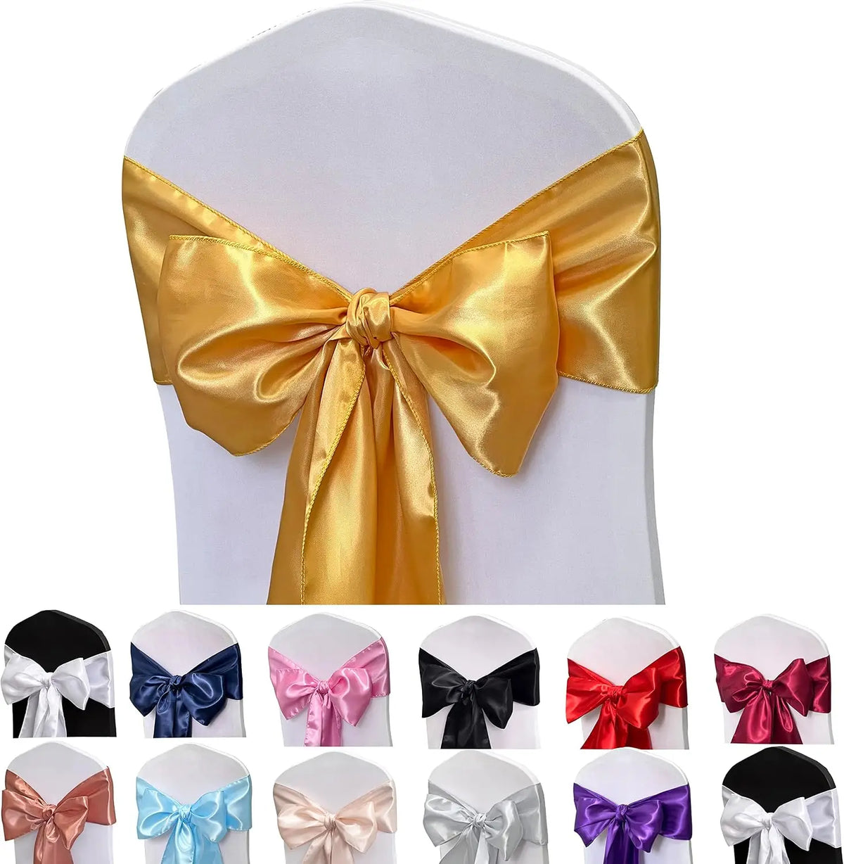 Satin Chair Sashes Bows 5PCS – Wedding & Party Ribbon Ties
