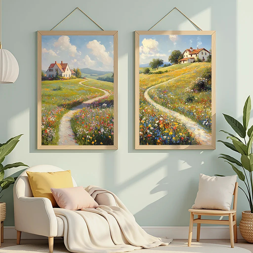 Nordic Wildflower Botanical Canvas Wall Art | Meadow Poster Print