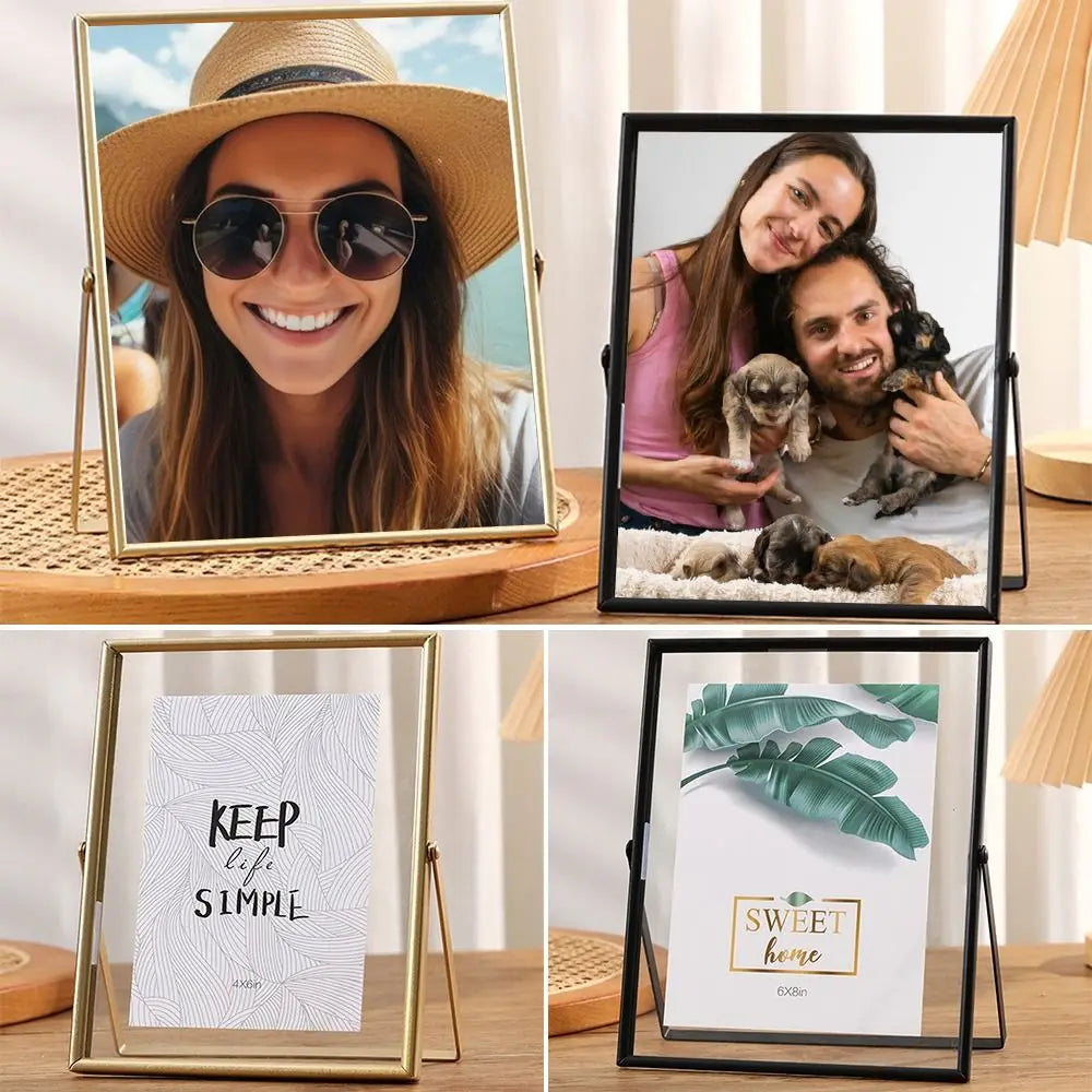 Metal Acrylic Photo Frame 4–10 Inch | Gold & Black Picture Holder