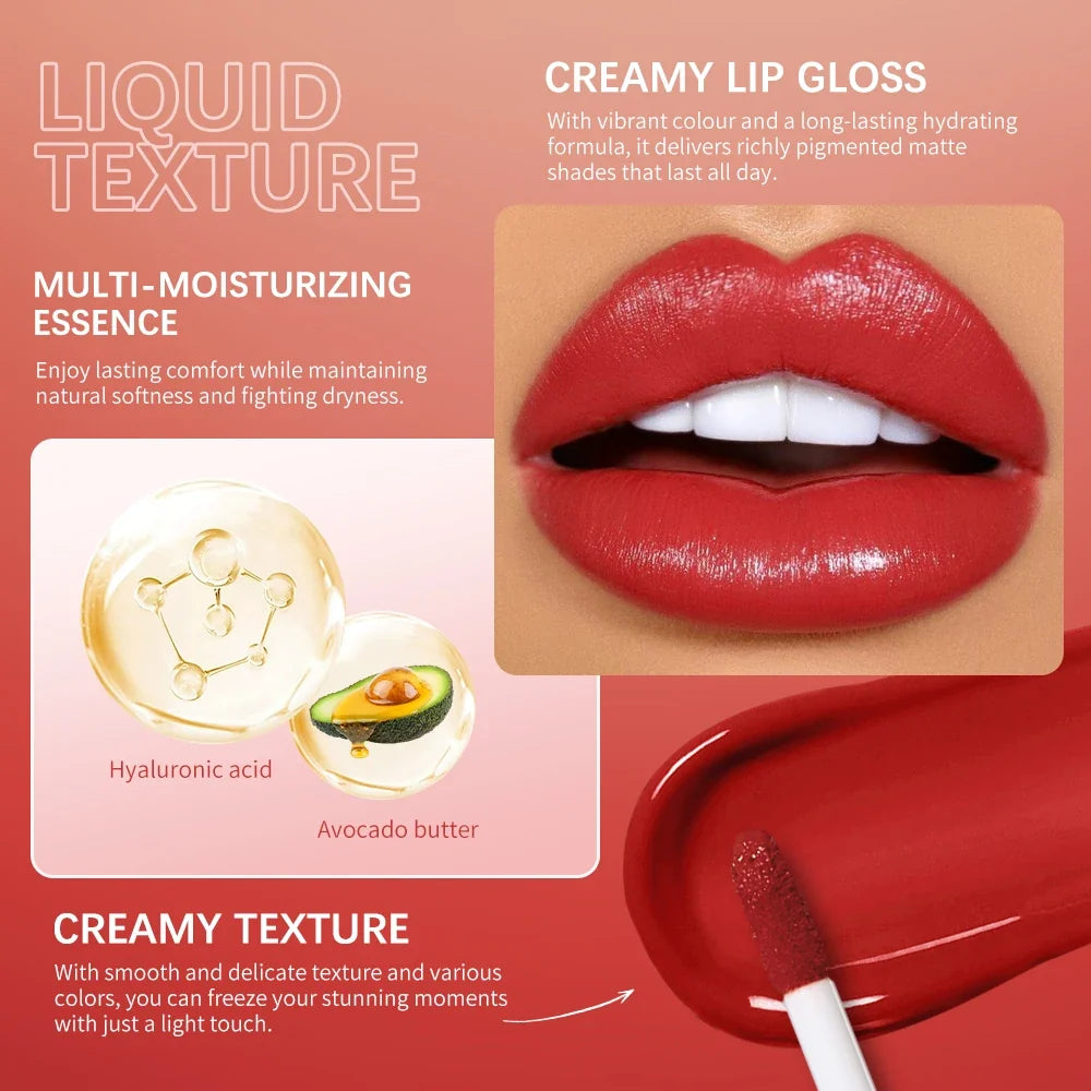 Waterproof Lip Gloss Set – 8 Shades, Vitamin E & Shea Butter