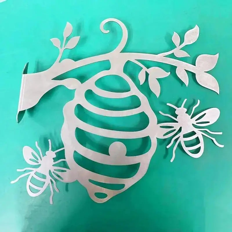 Metal Honeycomb Bee Garden Stake – Iron Art Outdoor Décor