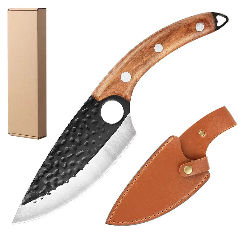 COOKCRAZE Forged Chef Knife 5Cr15 Steel Rosewood Handle & Sheath