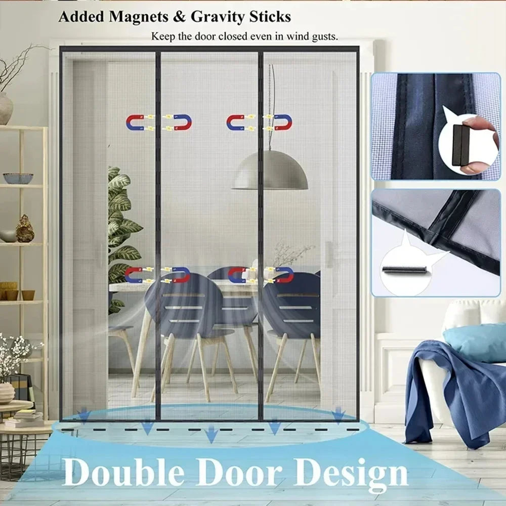 Magnetic Mesh Door Screen Curtain – Bug & Insect Barrier