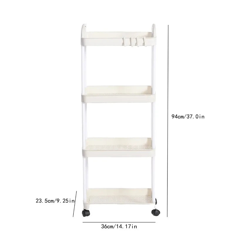 3/4-Tier Rolling Storage Cart with Lockable Wheels | Kitchen & Bath
