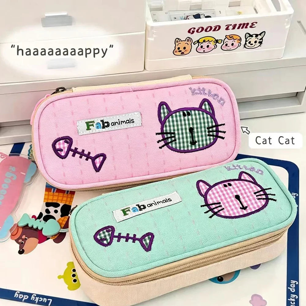 Cartoon Phoebe Cat Pencil Case Ins Beauty Embroidered Stationery Box
