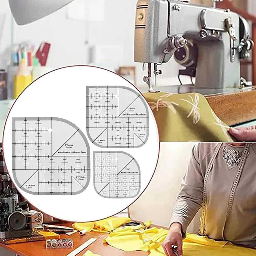 Acrylic Non-Slip Curved Corner Cutter Ruler | Quilting Template