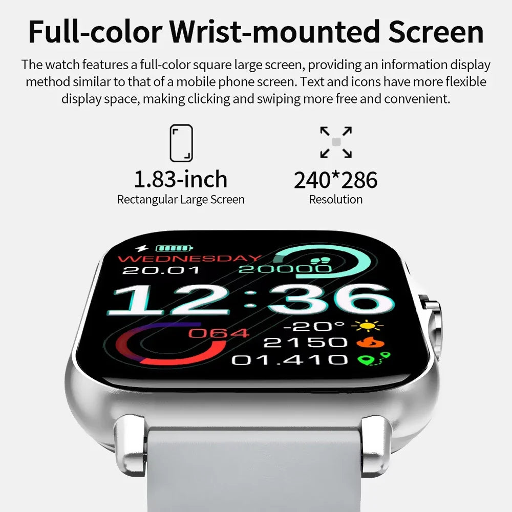 HW12 Smartwatch BT Calling Health Sleep Monitor 1.83" HD Screen