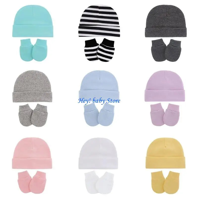 Baby Hat & No-Scratch Mittens Set | Soft Knit Turban Beanie