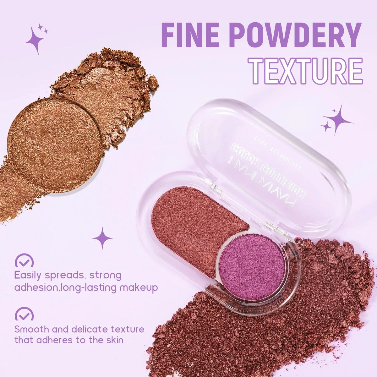 Handaiyan Pearl Shimmer Eyeshadow Palette – Waterproof, 2-Color