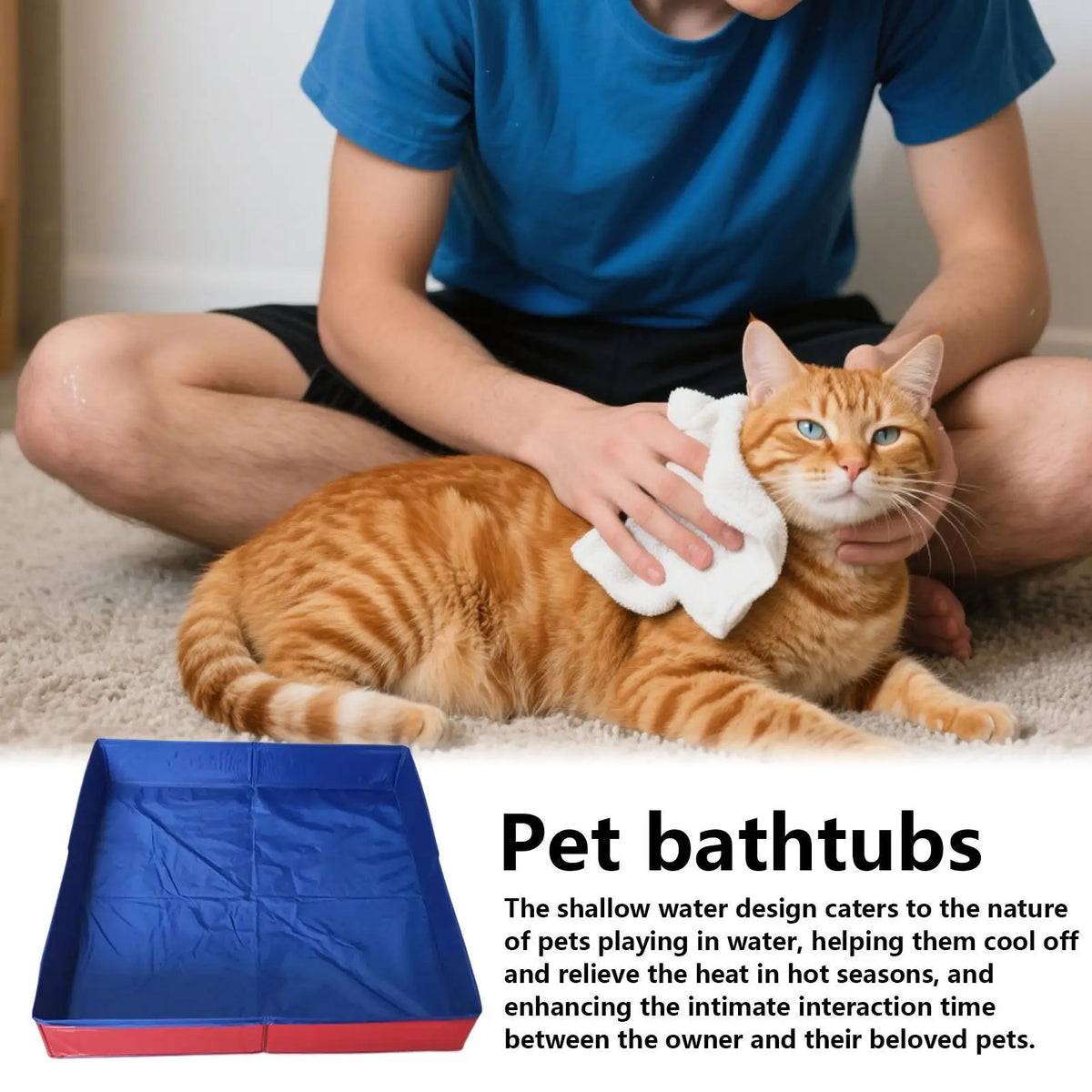 Foldable PVC Dog Bath Tub – Anti-Slip Square Pet Pool