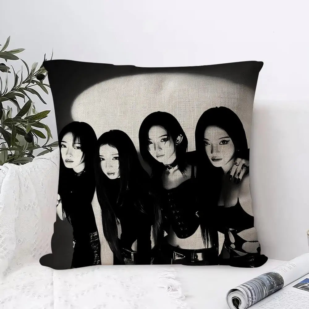 Kpop Aespa Whiplash Linen Cushion Cover | Hidden Zipper Pillowcase