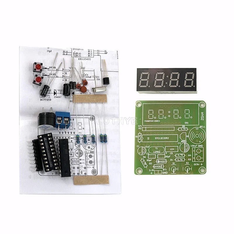 DIY 4-Digit LED Electronic Clock Soldering Kit | DC 3.7V–5.5V