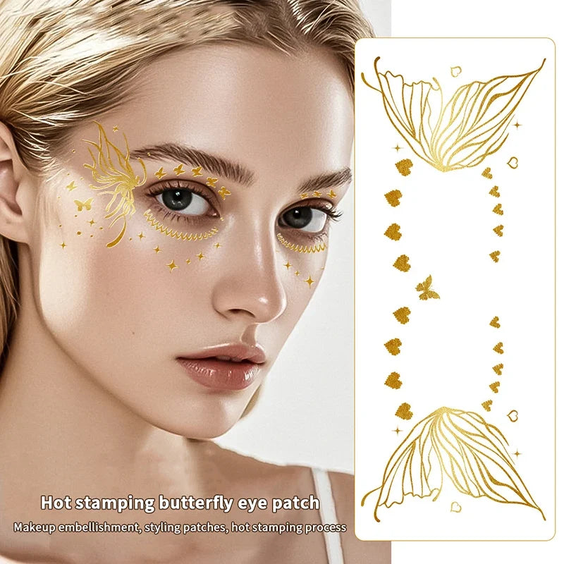 Butterfly Gold Glitter Temporary Tattoo Stickers | Face & Body