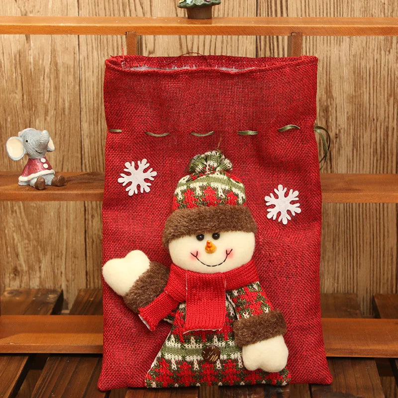 Linen Drawstring Christmas Gift Bags | Holiday Candy Bags