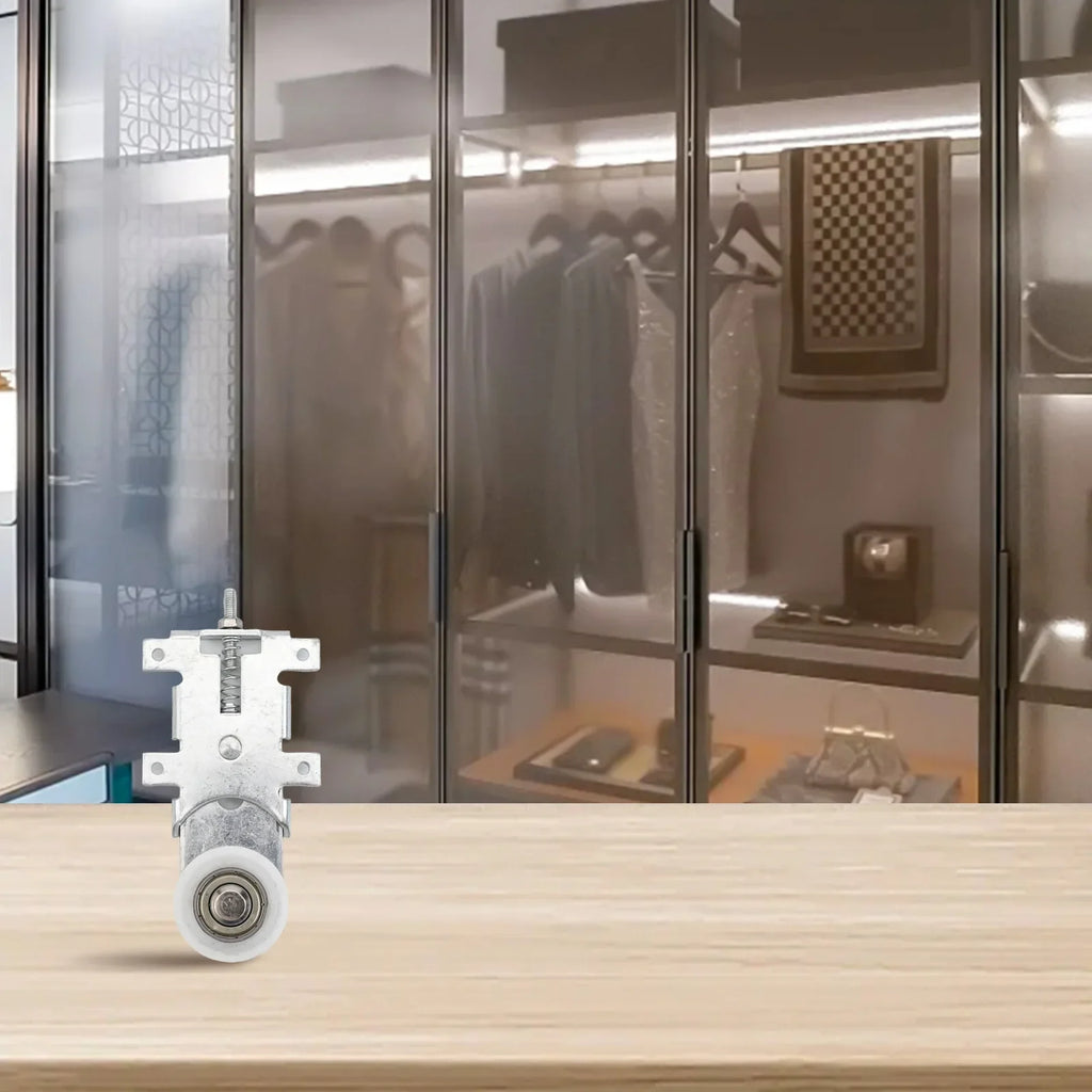 Metal Sliding Door Roller Set – Silver Wardrobe & Cabinet Pulley