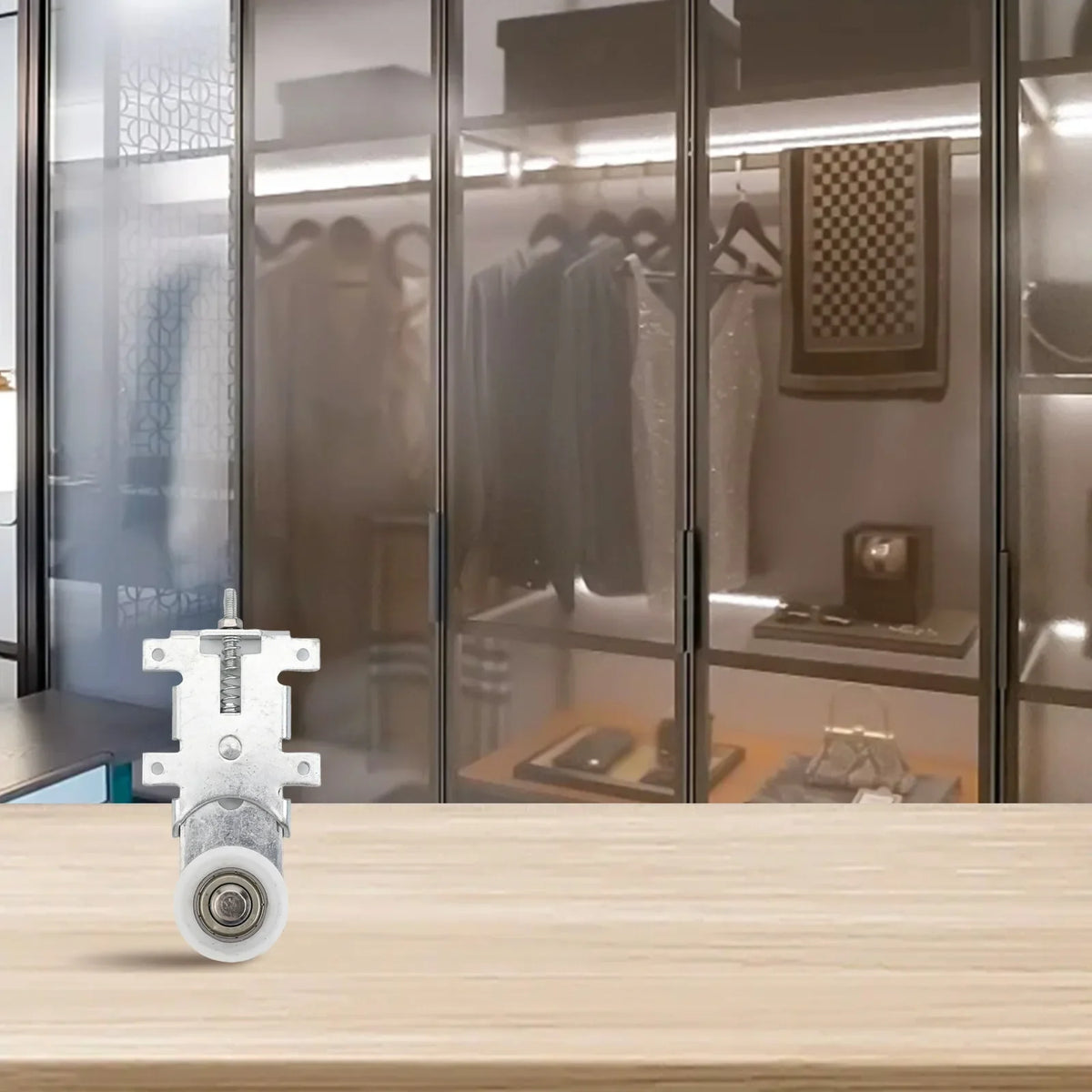 Metal Sliding Door Roller Set – Silver Wardrobe & Cabinet Pulley