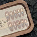 Handmade Glitter Diamond Aurora Cat Eye Press On Nails – 10pc