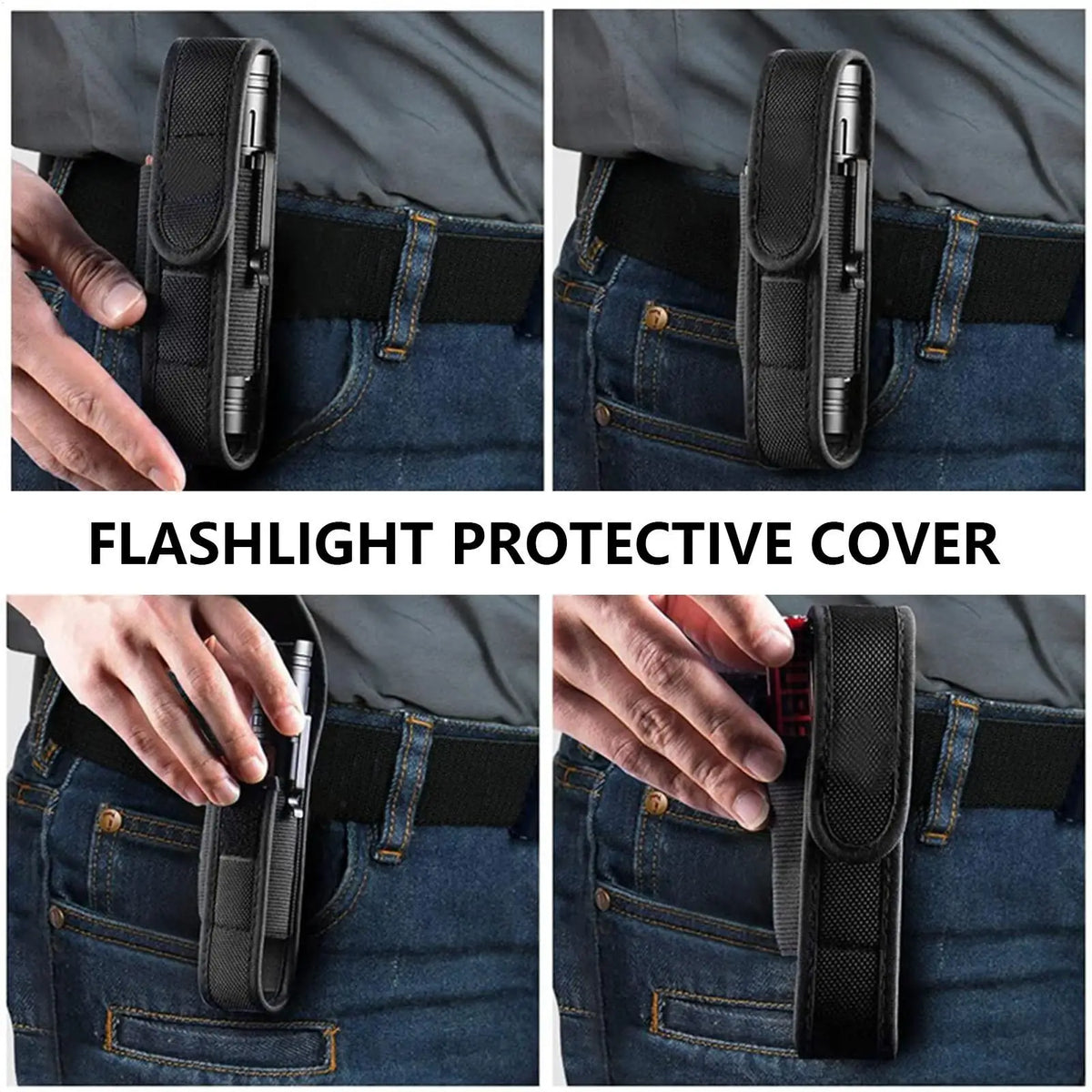 LED Flashlight Waist Pouch – Waterproof Nylon Holster Bag