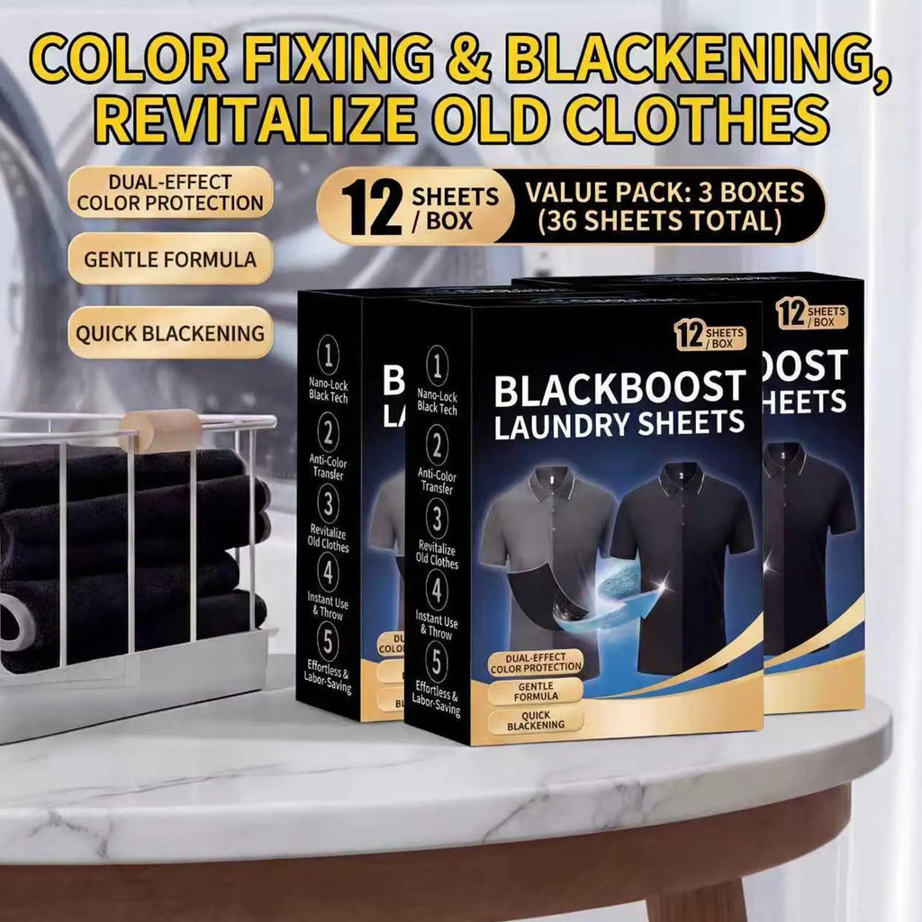 Black Fabric Dye Laundry Sheets – 12 Pcs Darkening Textile Dye