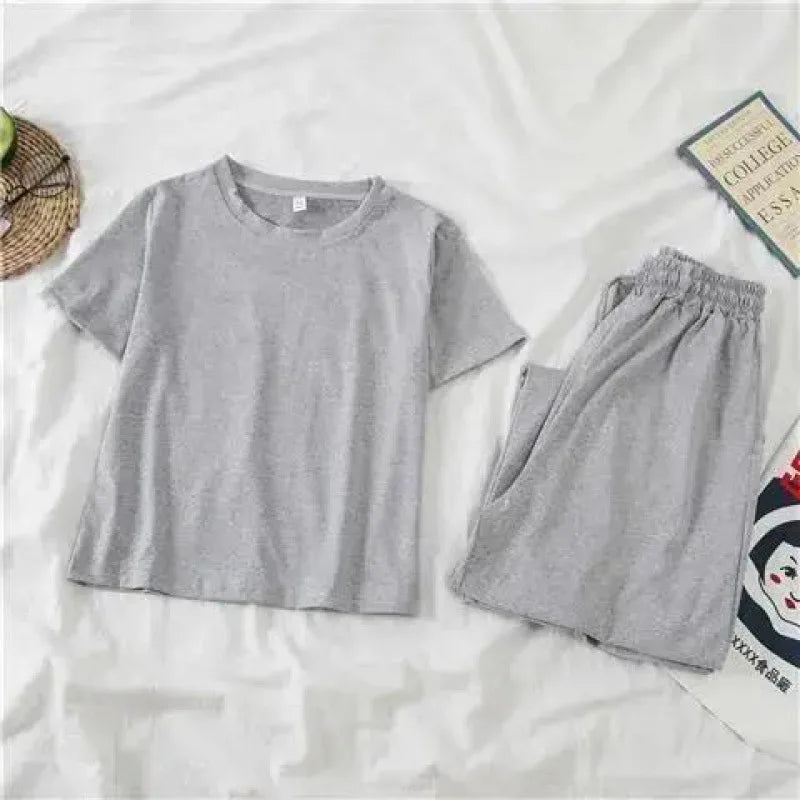 Women's 2-Piece Loose Pajama Set – Casual Short Sleeve Sleepwear