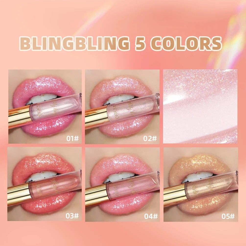 QIBEST Glitter Lip Gloss – Diamond Metallic Pearlescent Glaze