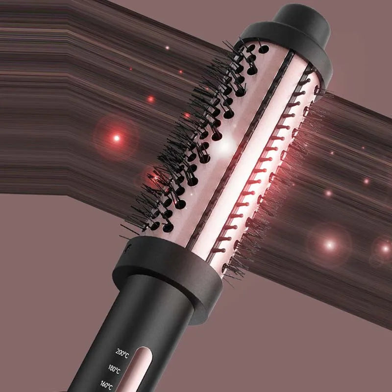 3-in-1 Ceramic Hair Straightener Brush, Curler & Comb