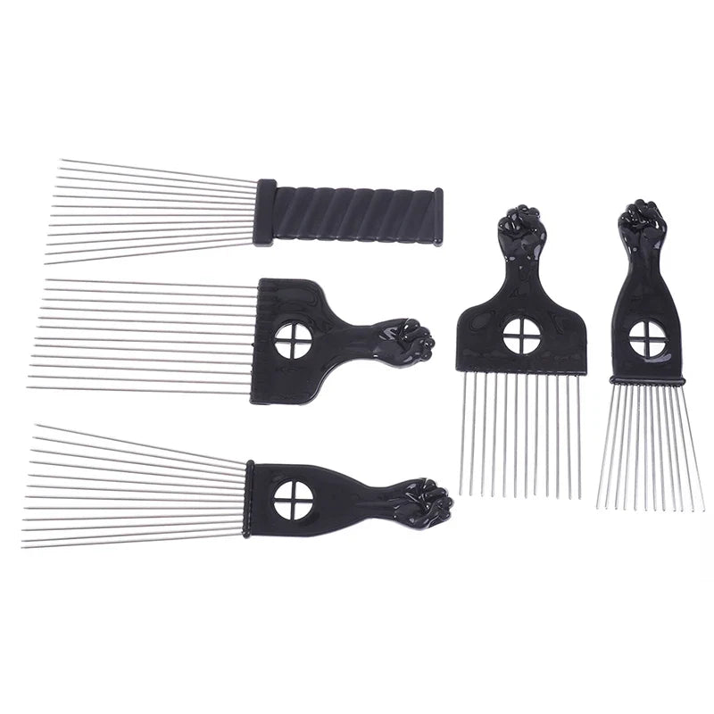 Black Fist Afro Metal Comb – Wide Tooth Natural Hair Pick