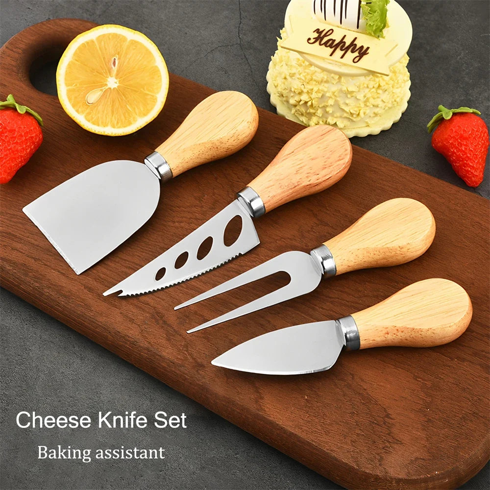 6-Piece Wood Handle Cheese Knife Set – Slicer, Cutter & Cake