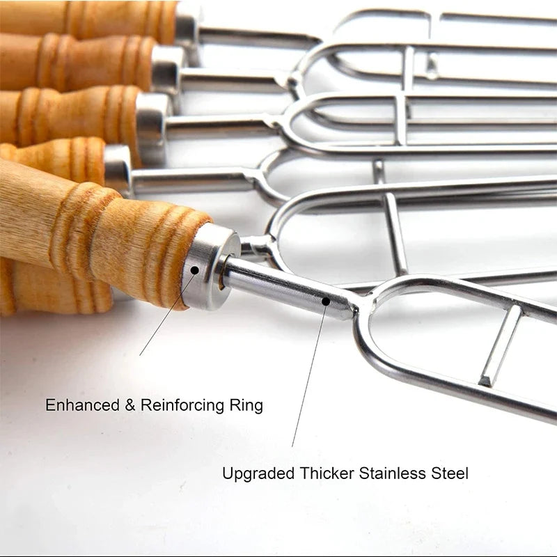 Double Prong BBQ Skewers – U-Shaped Stainless Steel Grilling Forks