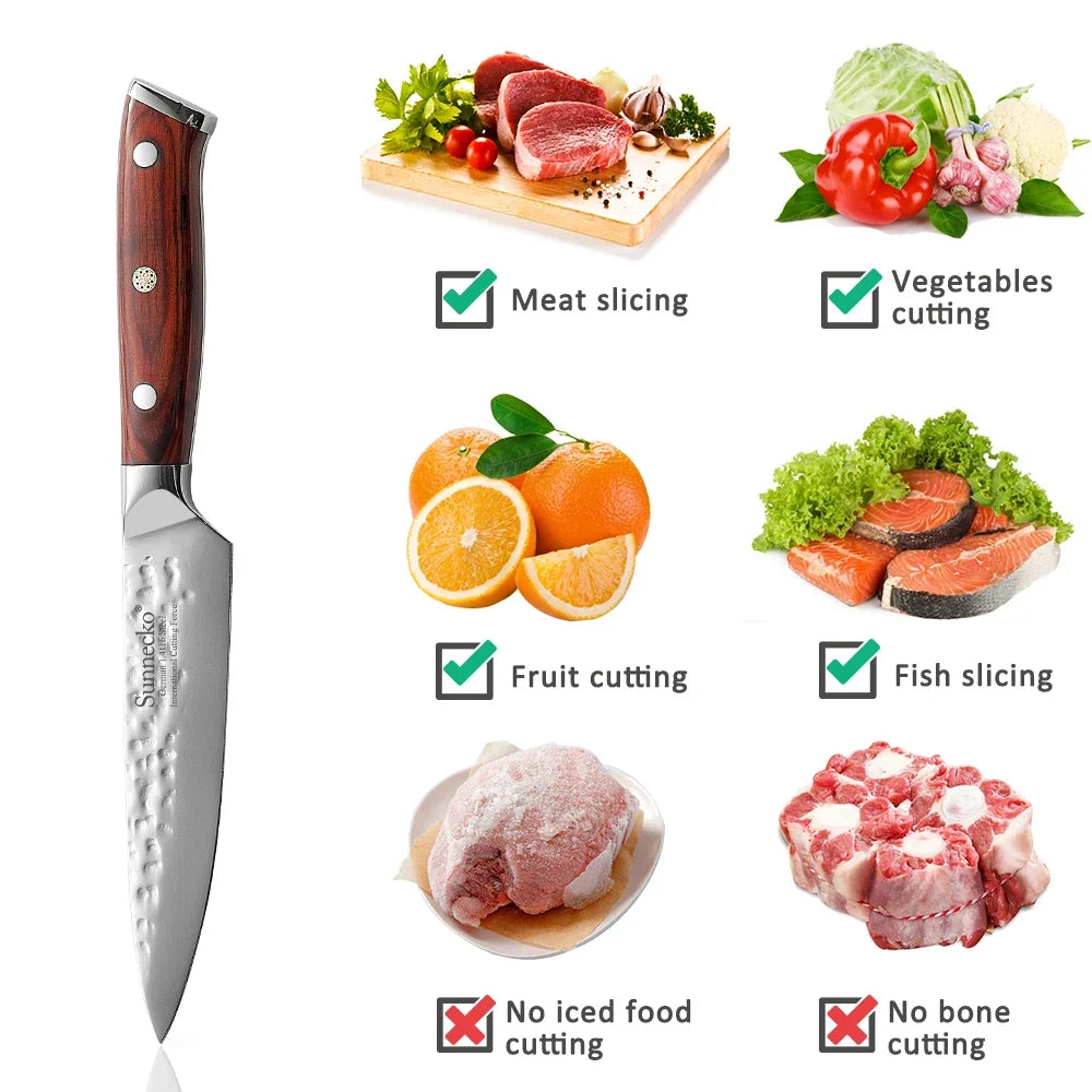 Sunnecko 6-Pc Steak Knife Set – Carbon Steel & Pakkawood