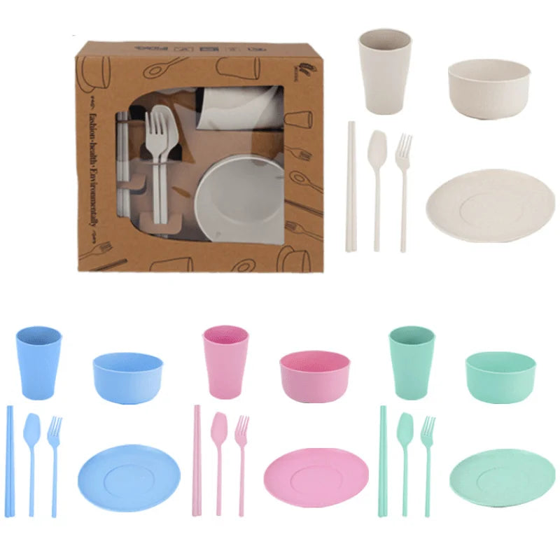 Tableware Wheat Straw Cutlery Dinnerware Unbreakable Dishes Camping