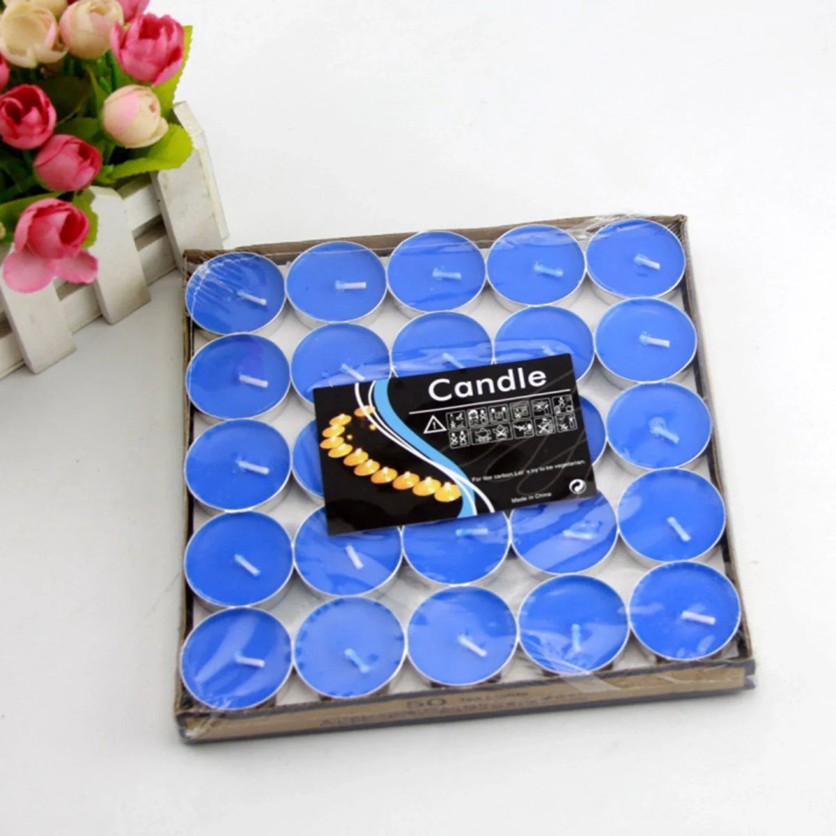 50-Pack Paraffin Tea Light Candles | Long-Burning Tealights