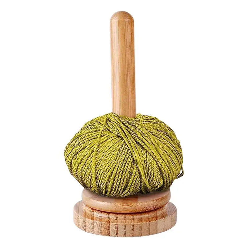 Yarn Holder Stand Wood Manual Winder Dispenser Rotating Ball Storage