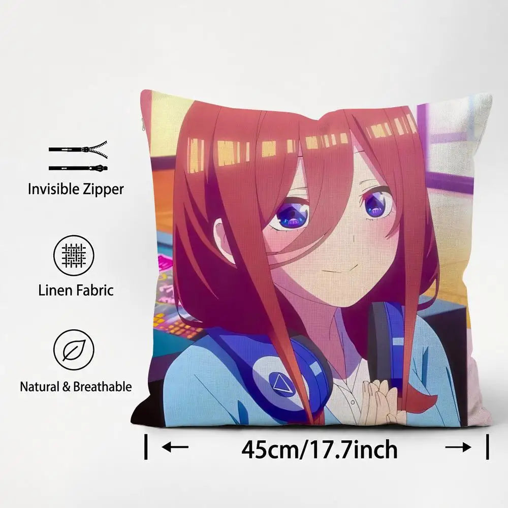 Miku Nakano Waifu Linen Cushion Cover – Anime Pillowcase