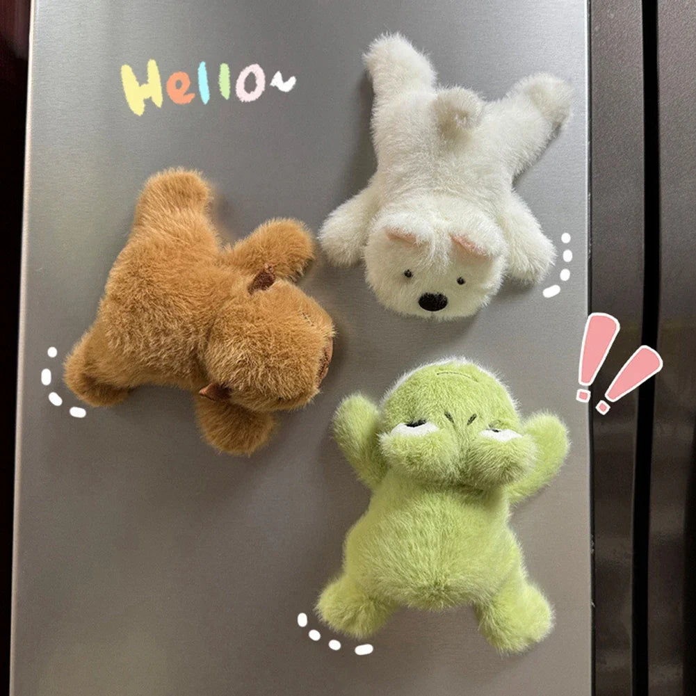 Plush Animal Fridge Magnets – Cute Cartoon Magnetic Decor