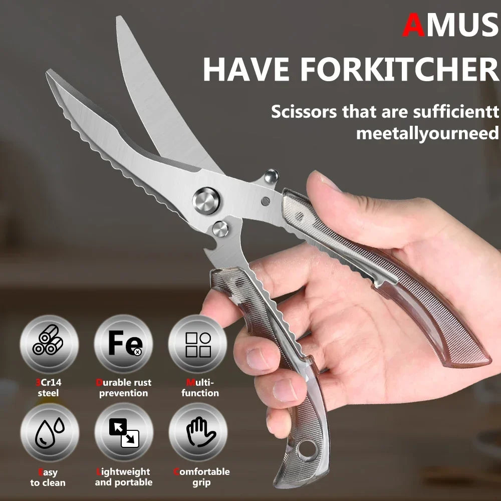 Heavy-Duty Poultry Shears – Sharp Kitchen Scissors & Safety Lock
