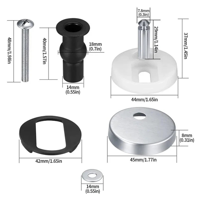 2-Pack Toilet Seat Top Fix Hinges – Quick Release Replacement
