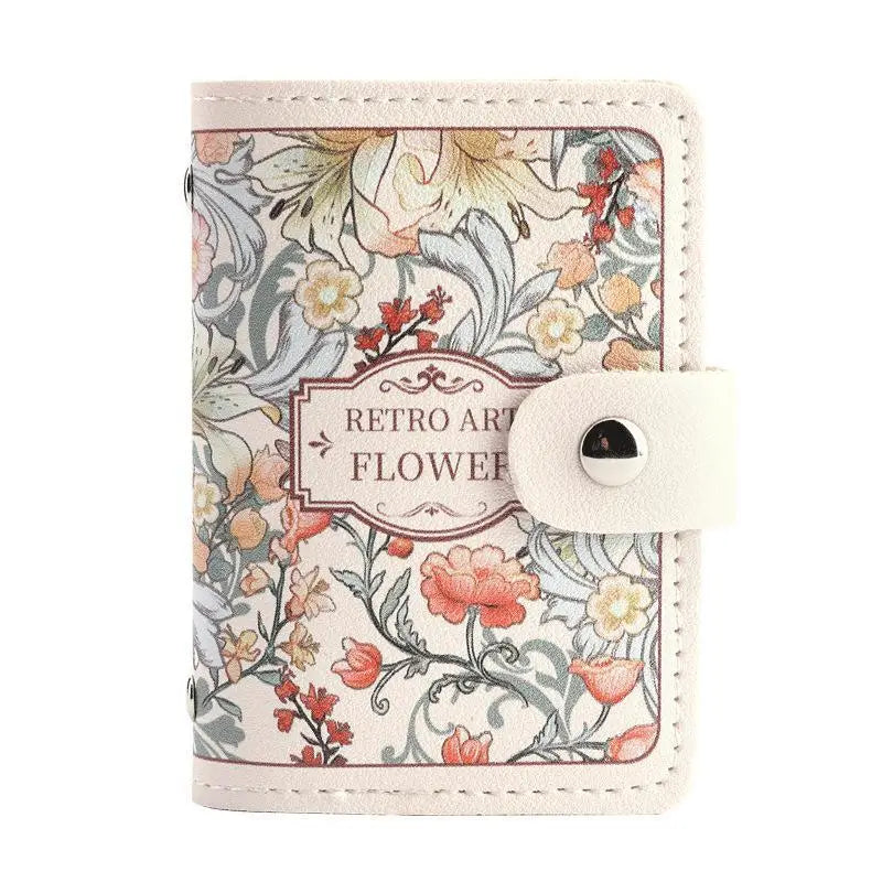 Retro Floral PU Leather Card Holder | Multi-Slot Snap Wallet
