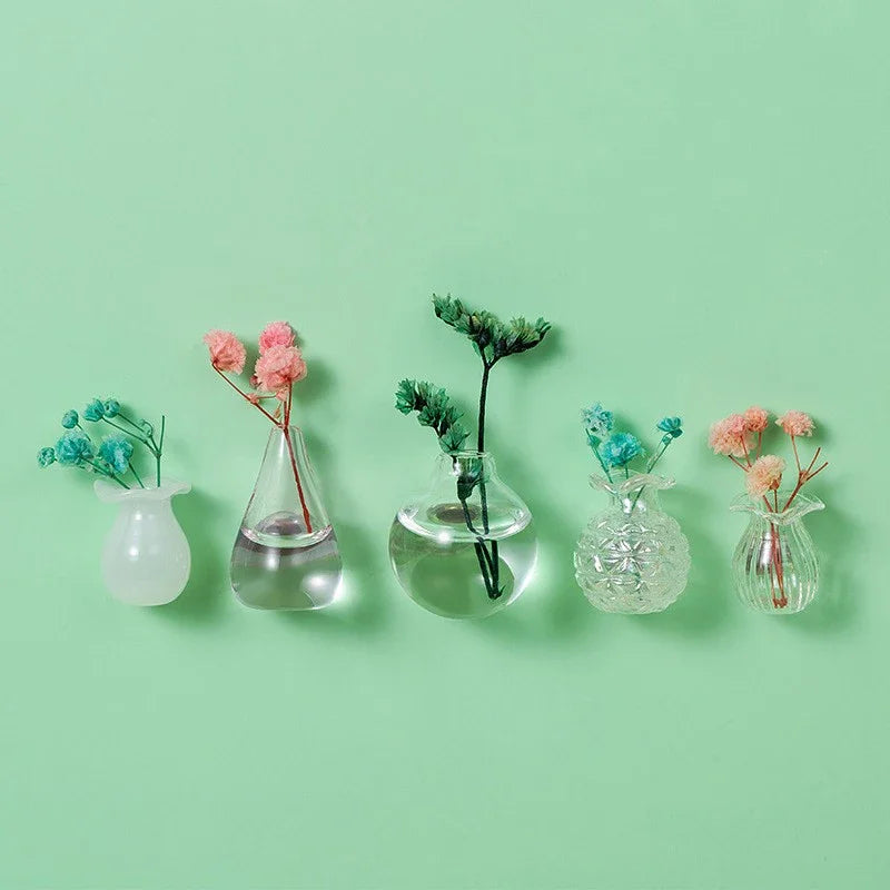 DIY Mini Glass Vase Fridge Magnet Porcelain Flower Plant Message