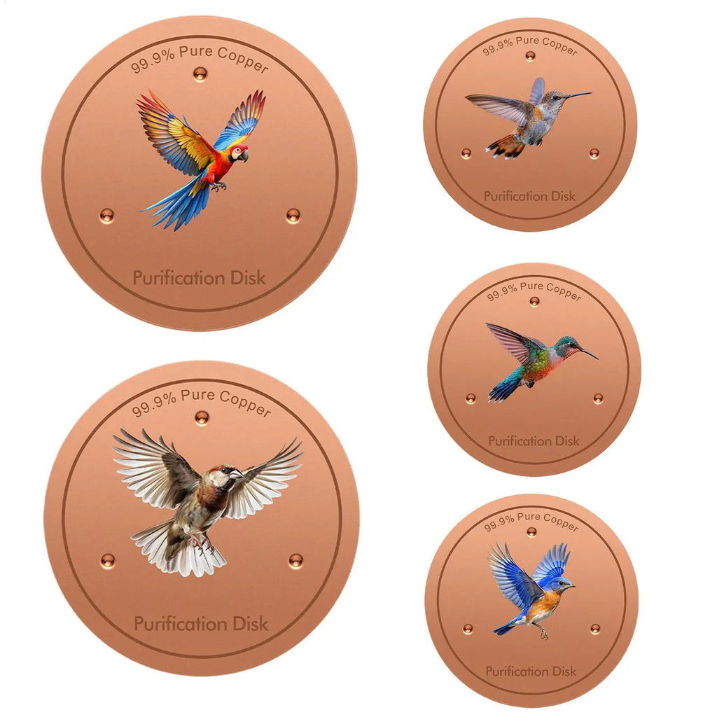 Copper Metal Bird Bath Purifier Disc | Triple-Point Support