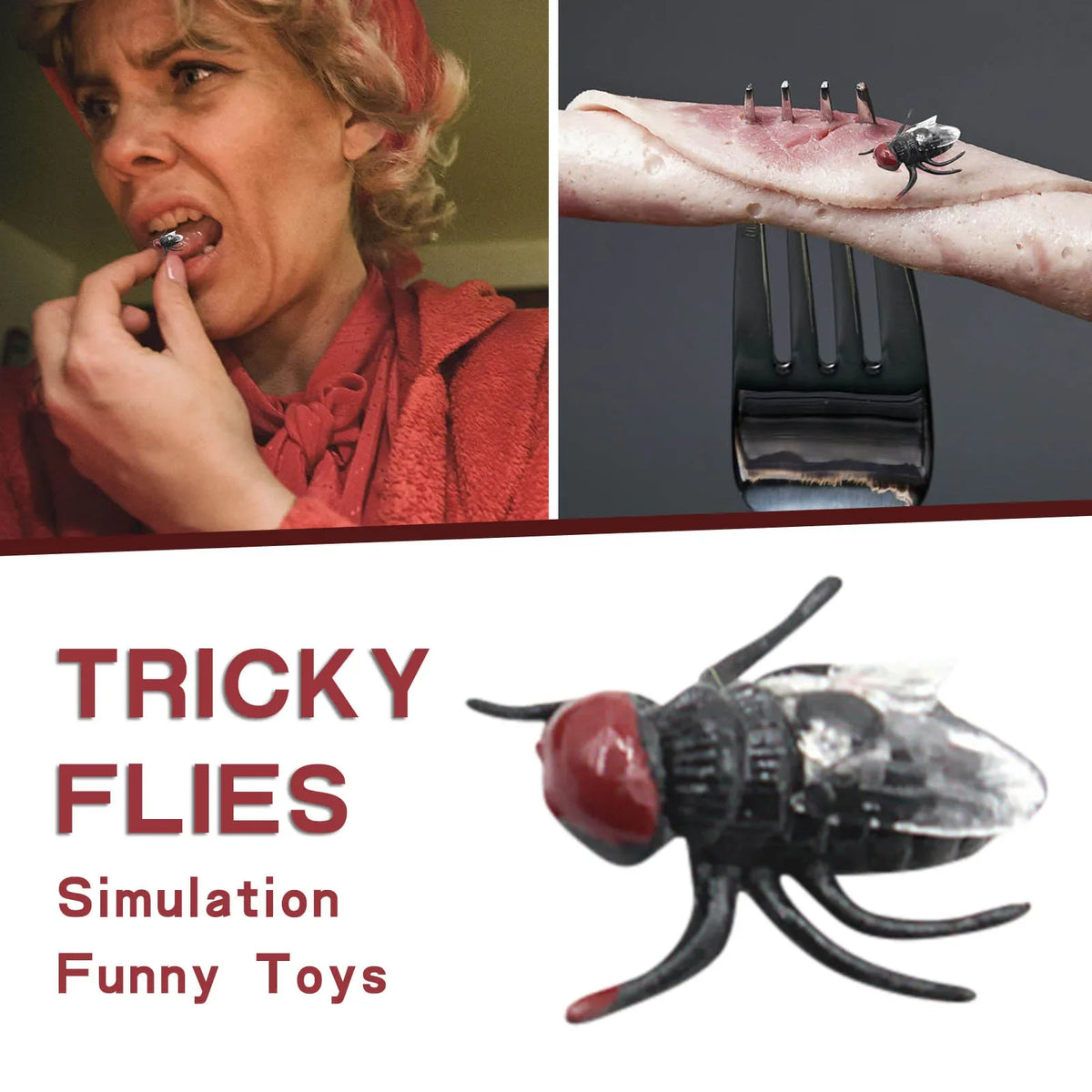 10-Pack Fake Plastic Flies – Prank Joke Toys for Parties