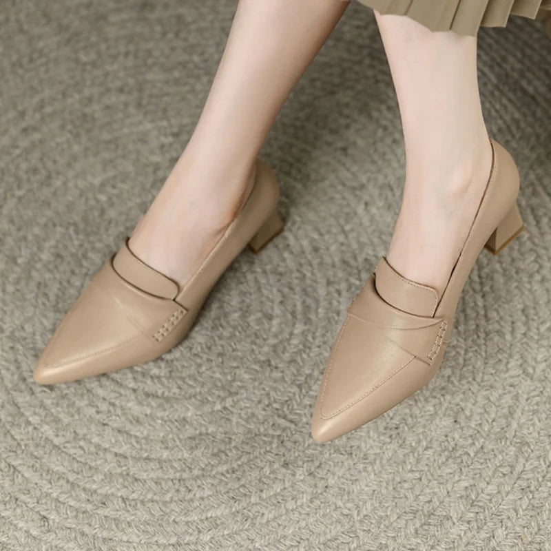 Women's Pointed Toe Square Heel Pumps – Slip-On Work Shoes