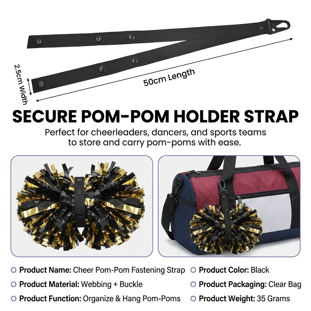 Cheerleading Pom Pom Backpack Strap – Lightweight Nylon